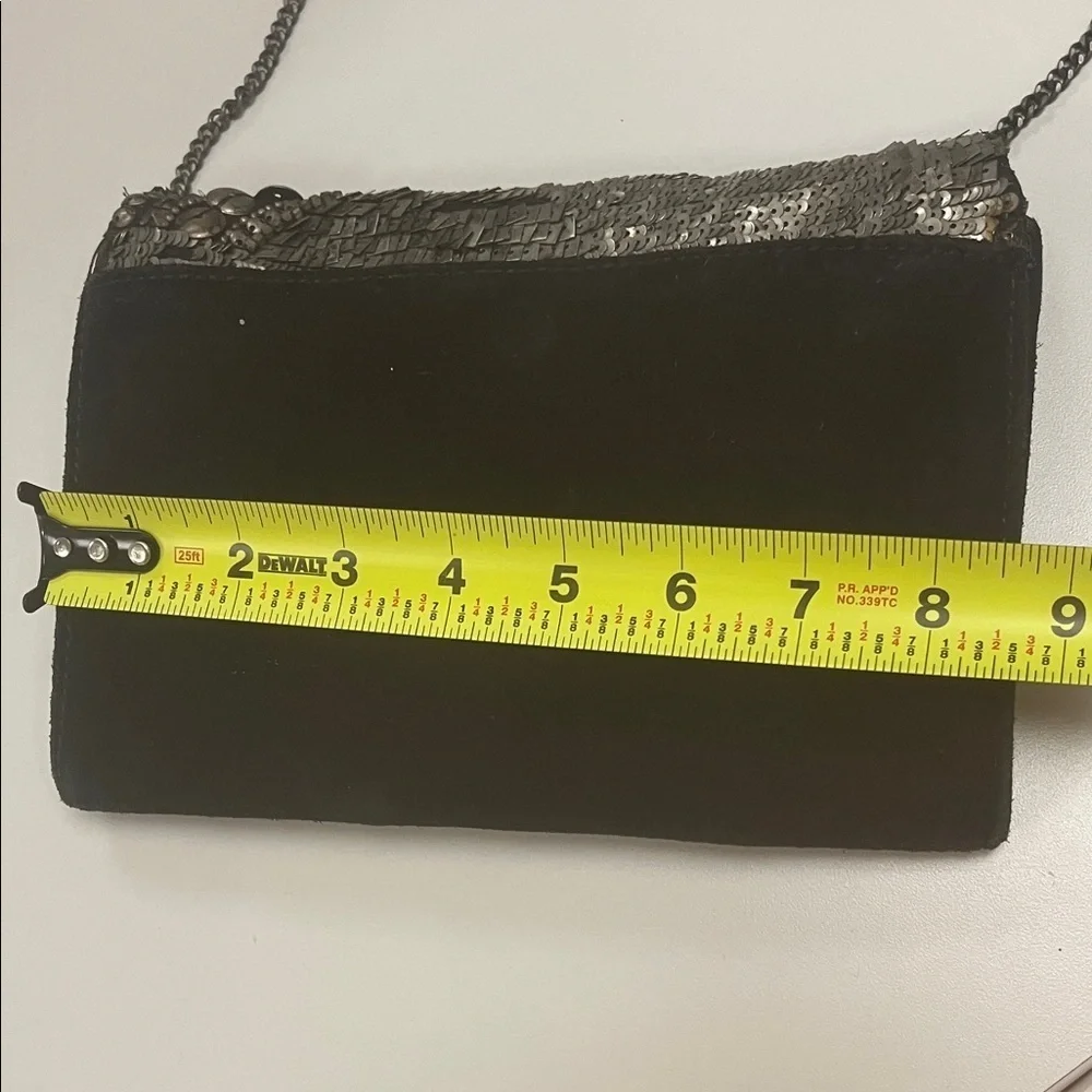 Ecote Black and Silver Sequin Clutch Crossbody Evening Bag